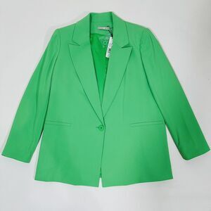 Alice+Olivia Denny Notch Collar Boyfriend Blazer in Garden Green 12 NWT $485
